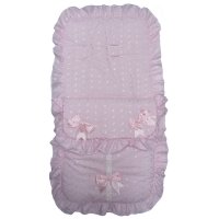 Broderie Anglaise Pink Footmuff/ Cosytoe With Bows & Lace